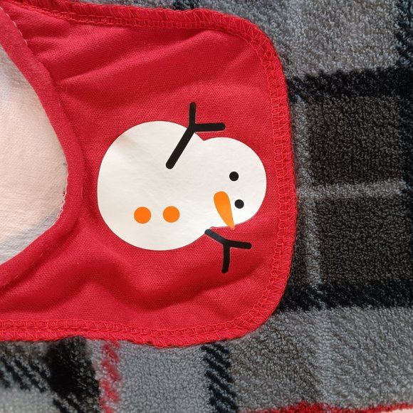 Dog Sweater Fleece Cozy Pet Clothing Black Gray Plaid Snowman Graphic NWOT - Picture 2 of 12